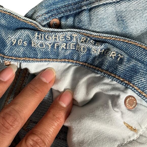 American Eagle Highest Rise 90s Boyfriend Cutoff Shorts Size 4 Beach Vacation - Picture 5 of 10